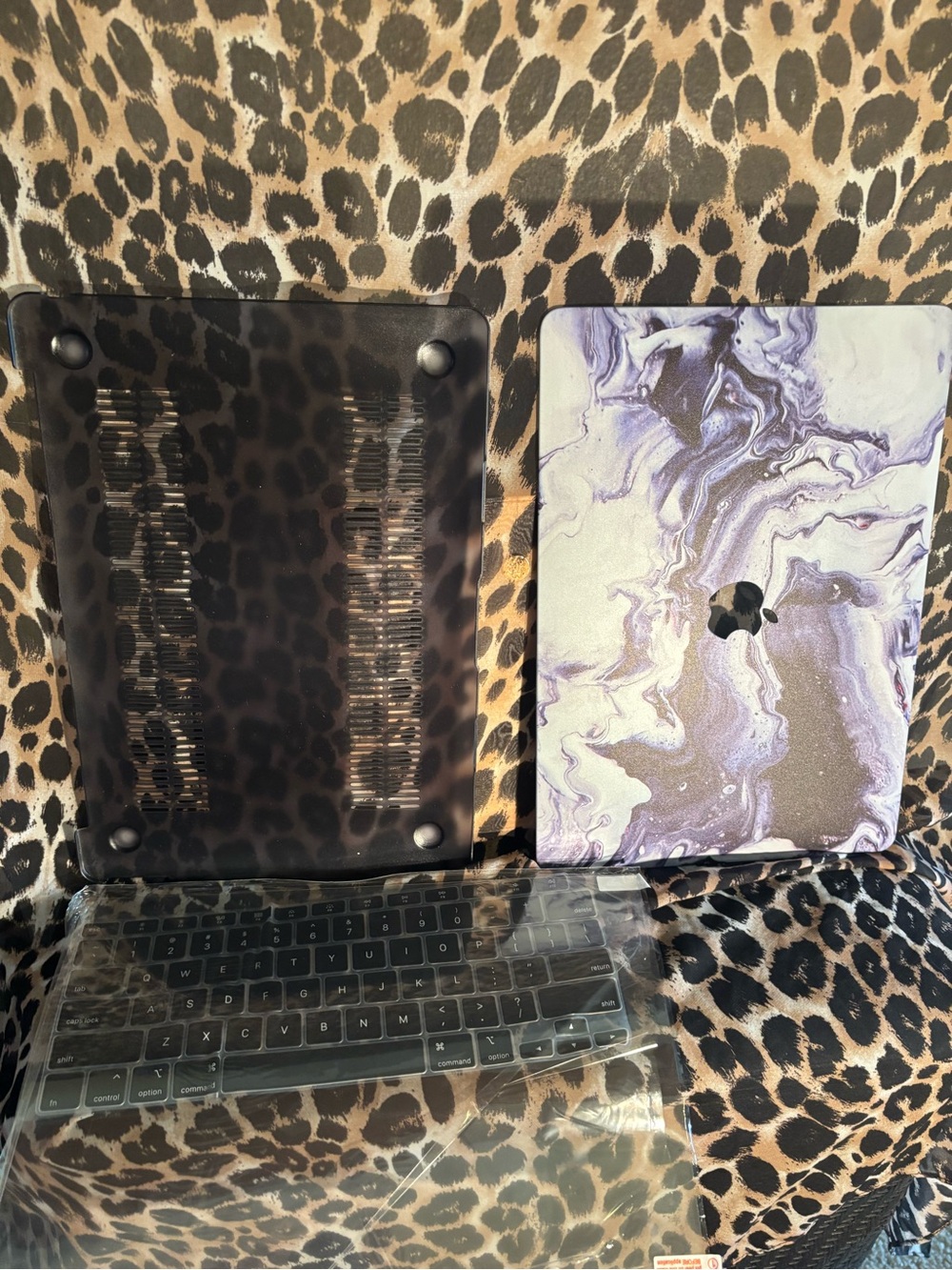 Apple Laptop with black Marble Protective Shell